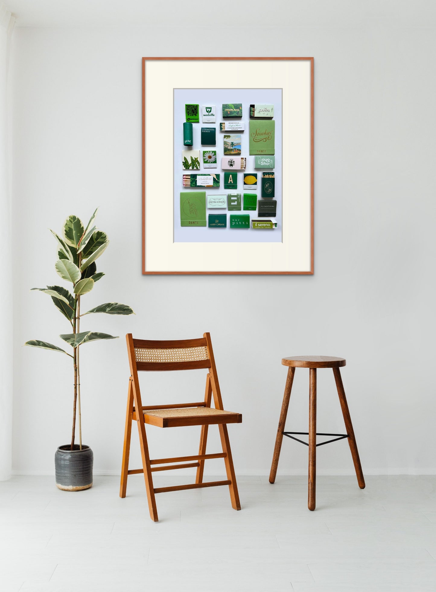 Green matchbook print home decor