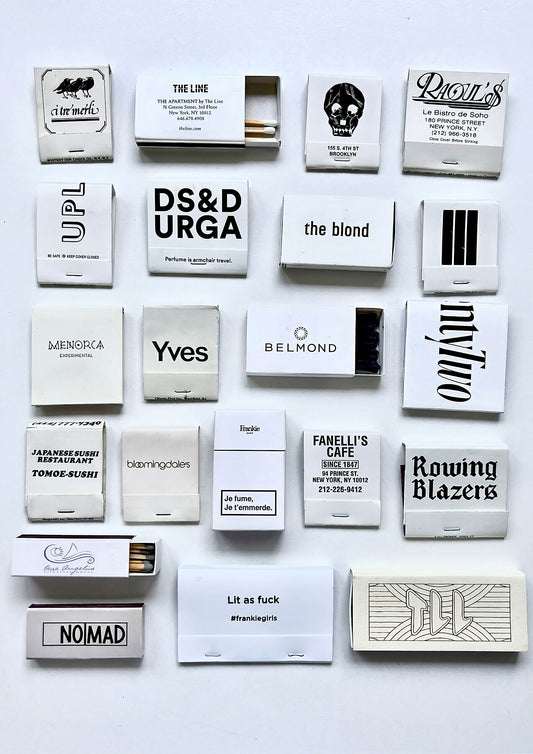 White matchbook print