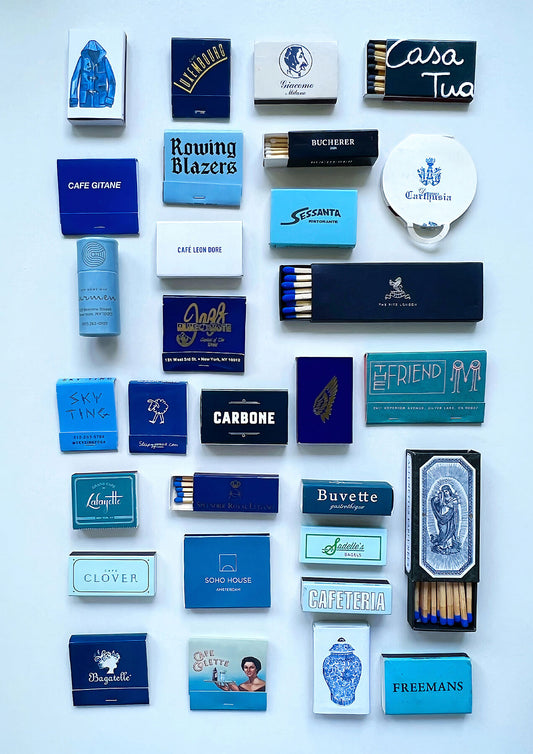 Blue matchbook print