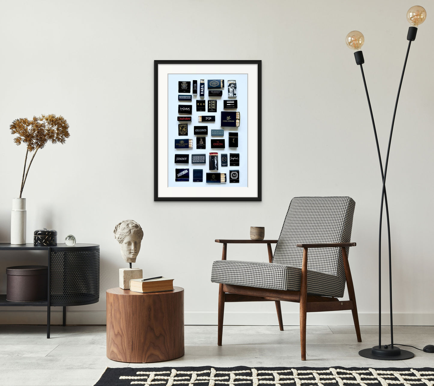 Black matchbook print home decor