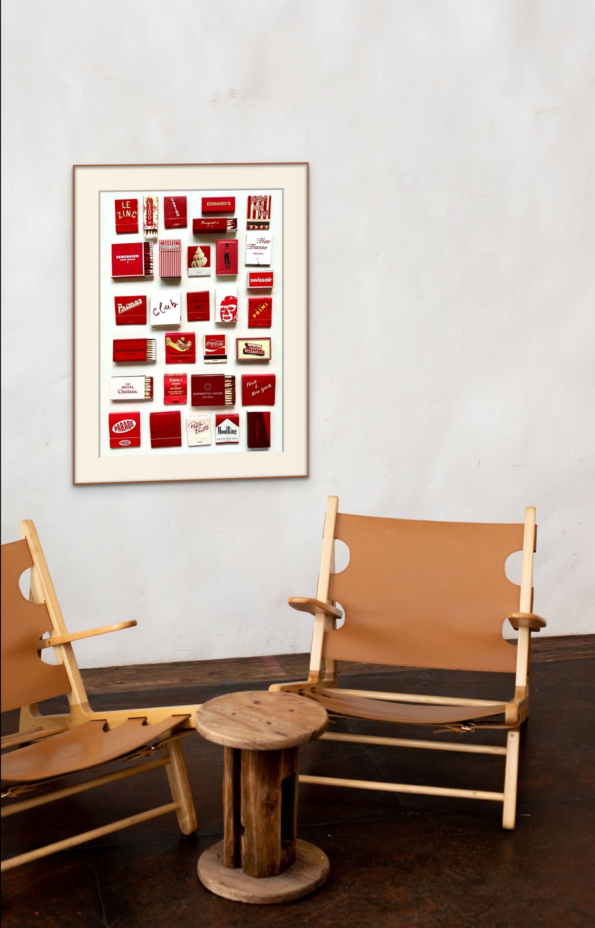 Red matchbook print home decor