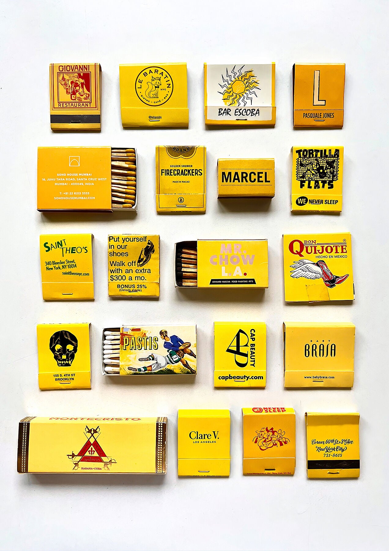 Yellow matchbook print